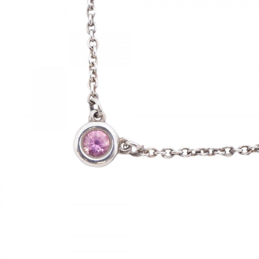 Tiffany & Co Necklace by the Yard 925 Sterling Silver Pink Saffiano