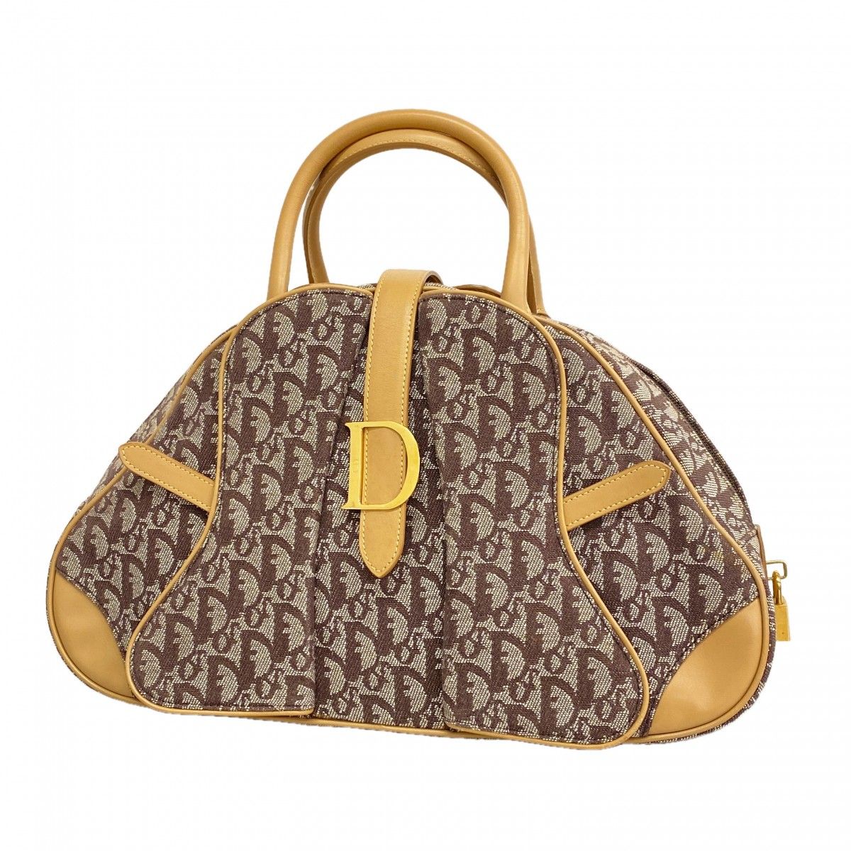 Dior Handbag Trotter Canvas Brown Gold