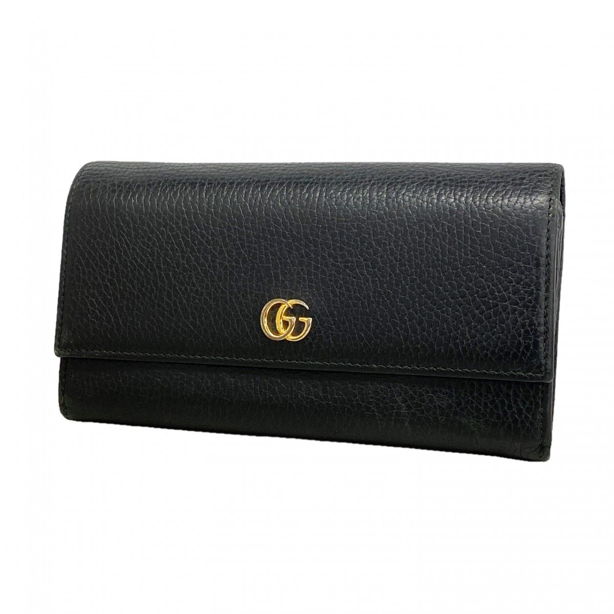 Gucci Wallet GG Marmont Leather Black Gold