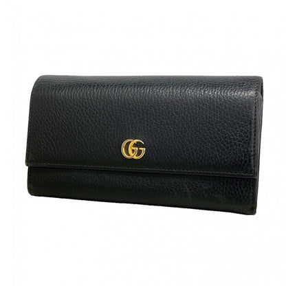 Gucci Wallet GG Marmont Leather Black Gold