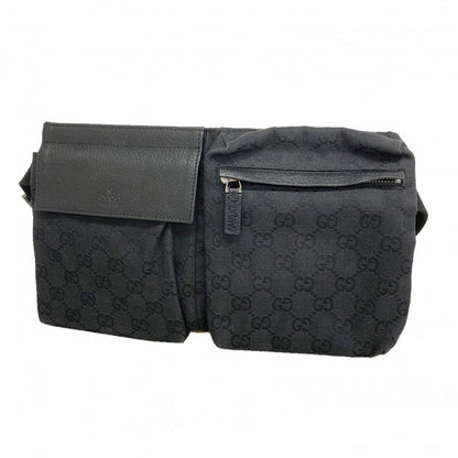 Gucci Waist Bag GG Canvas Black Silver