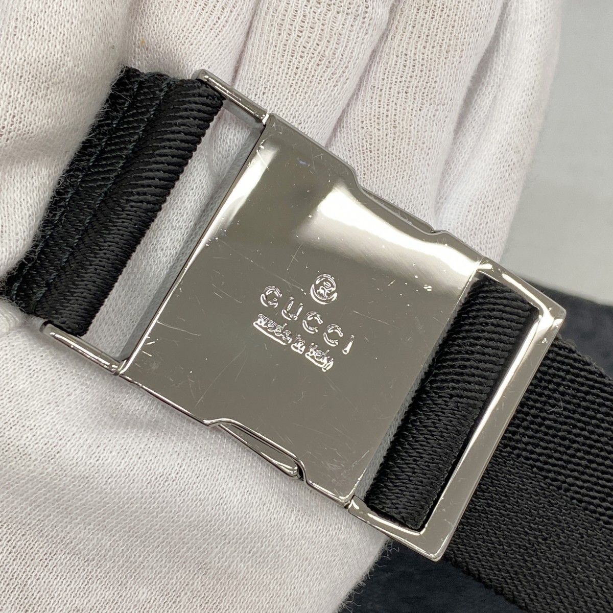Gucci Waist Bag GG Canvas Black Silver — view 7