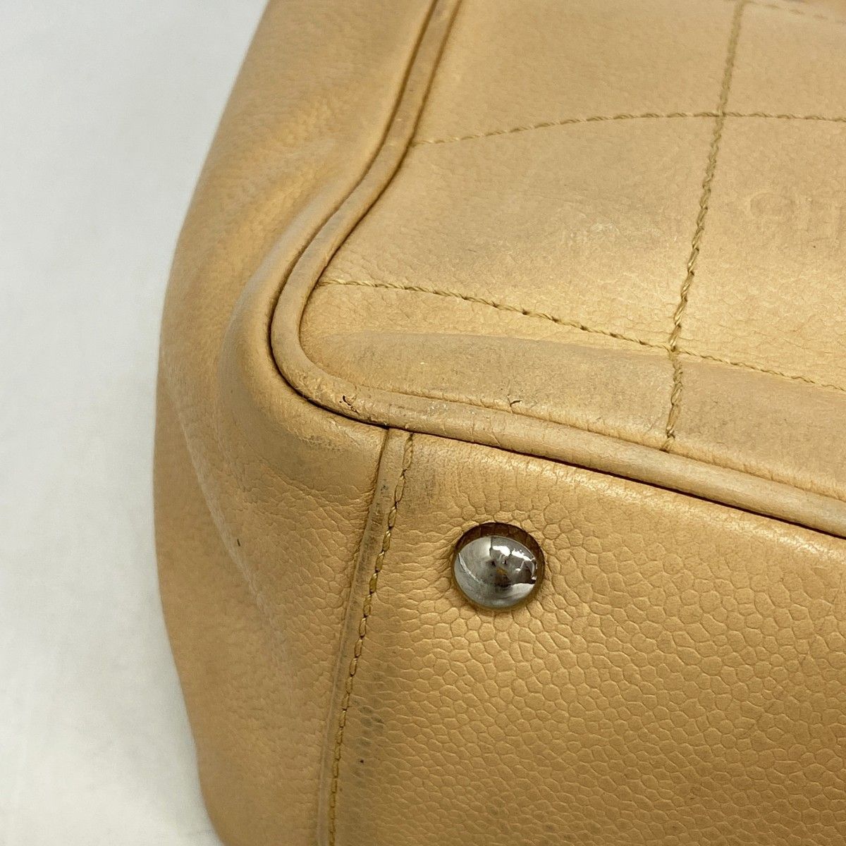 Chanel Handbag Choco Bar Leather Beige Silver — view 6