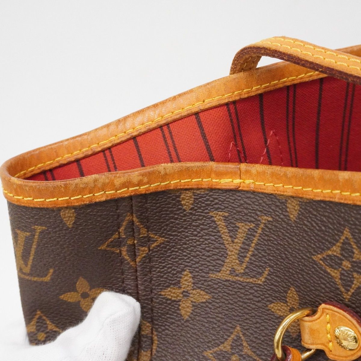 Louis Vuitton Tote Monogram Neverfull Brown Cerise — view 8