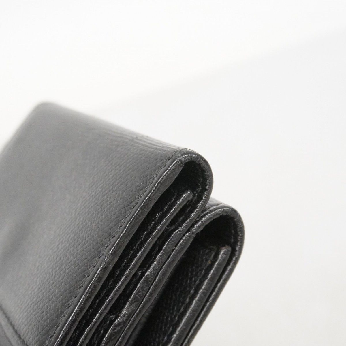 Chanel Trifold Wallet Coco Button Leather Black Champagne Gold — view 6