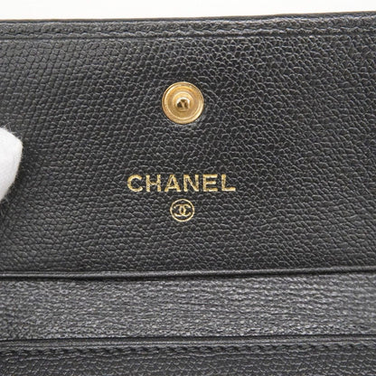 Chanel Trifold Wallet Coco Button Leather Black Champagne Gold — view 4