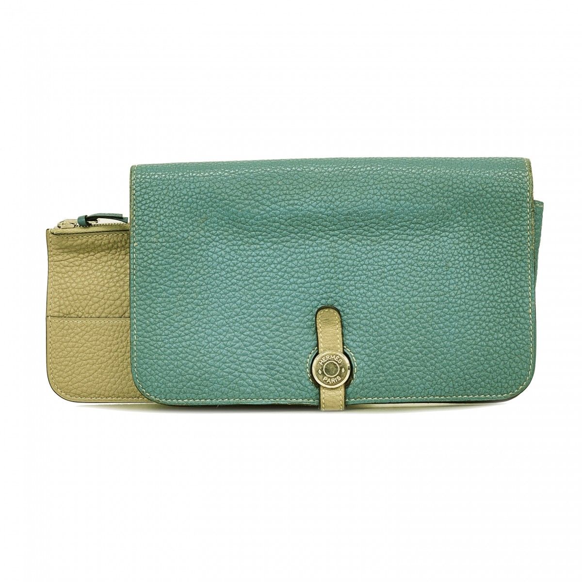 Hermes Wallet Dogon GM Togo Blue Jean Etoupe Silver