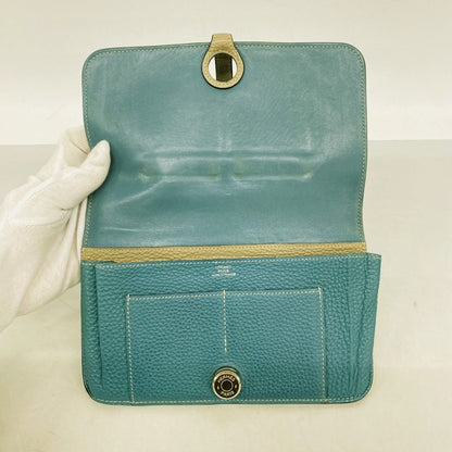 Hermes Wallet Dogon GM Togo Blue Jean Etoupe Silver — view 3