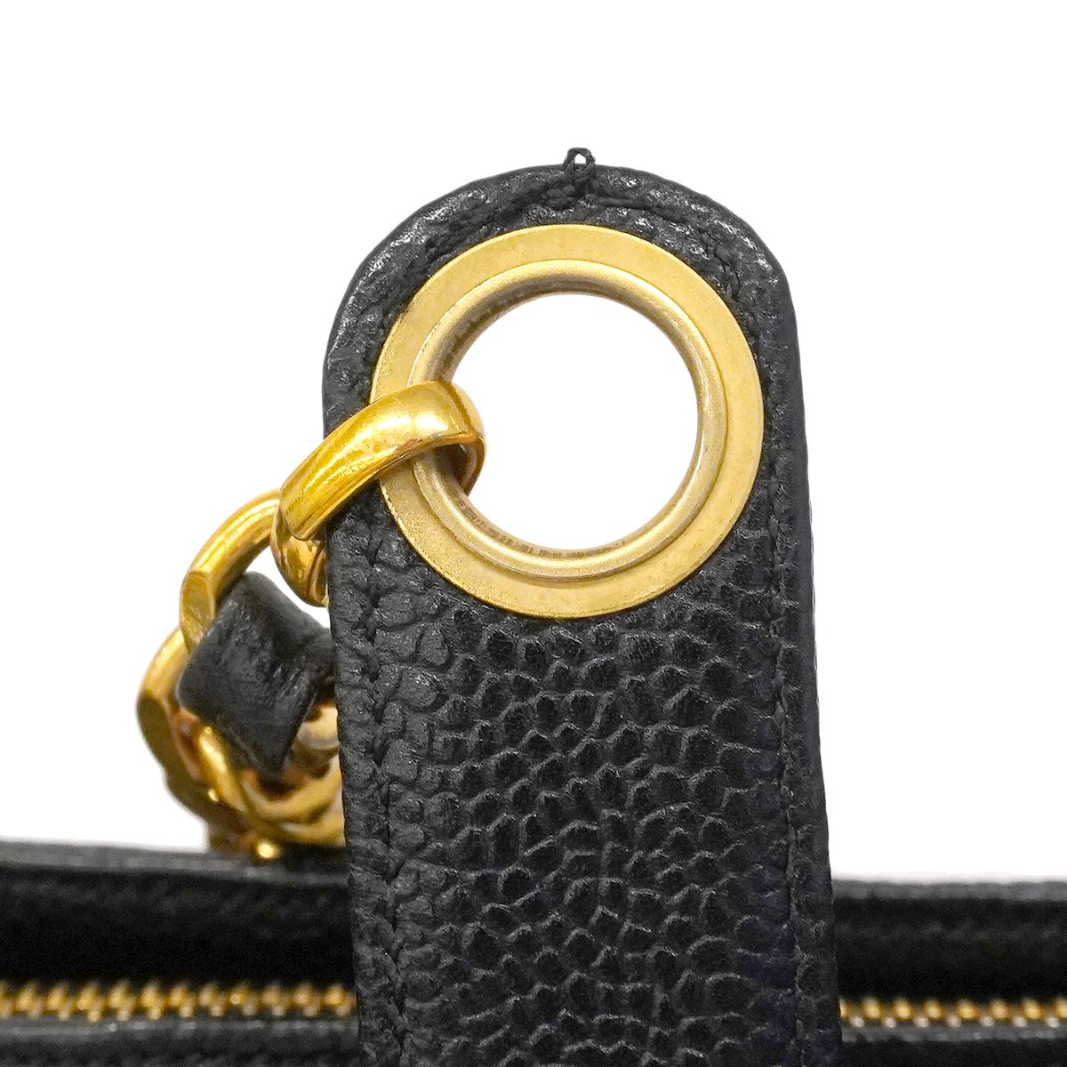 Chanel Chain Tote Caviar Leather Black Gold — view 8