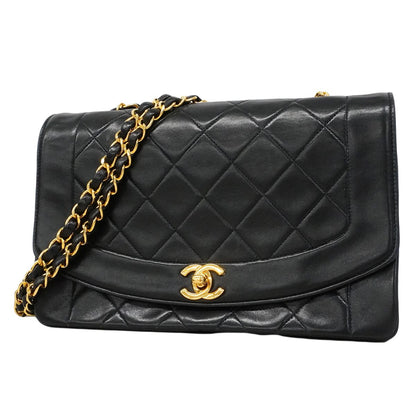 Chanel Shoulder Bag Diana Lambskin Black Gold
