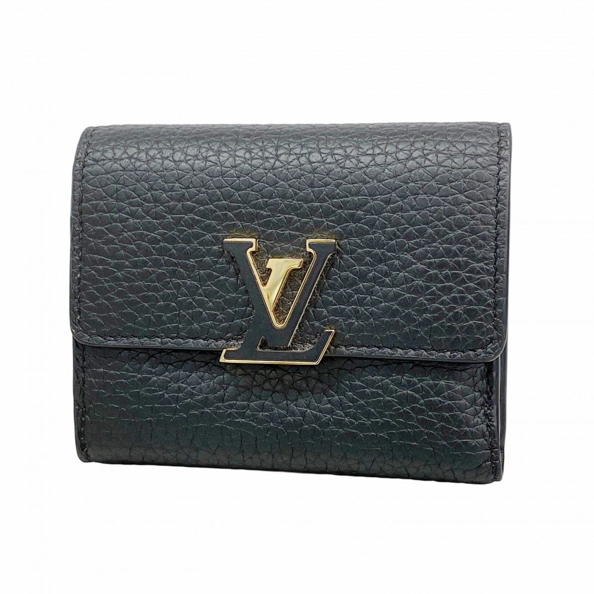 Louis Vuitton Trifold Wallet Taurillon Portefeuille Capucines XS Noir