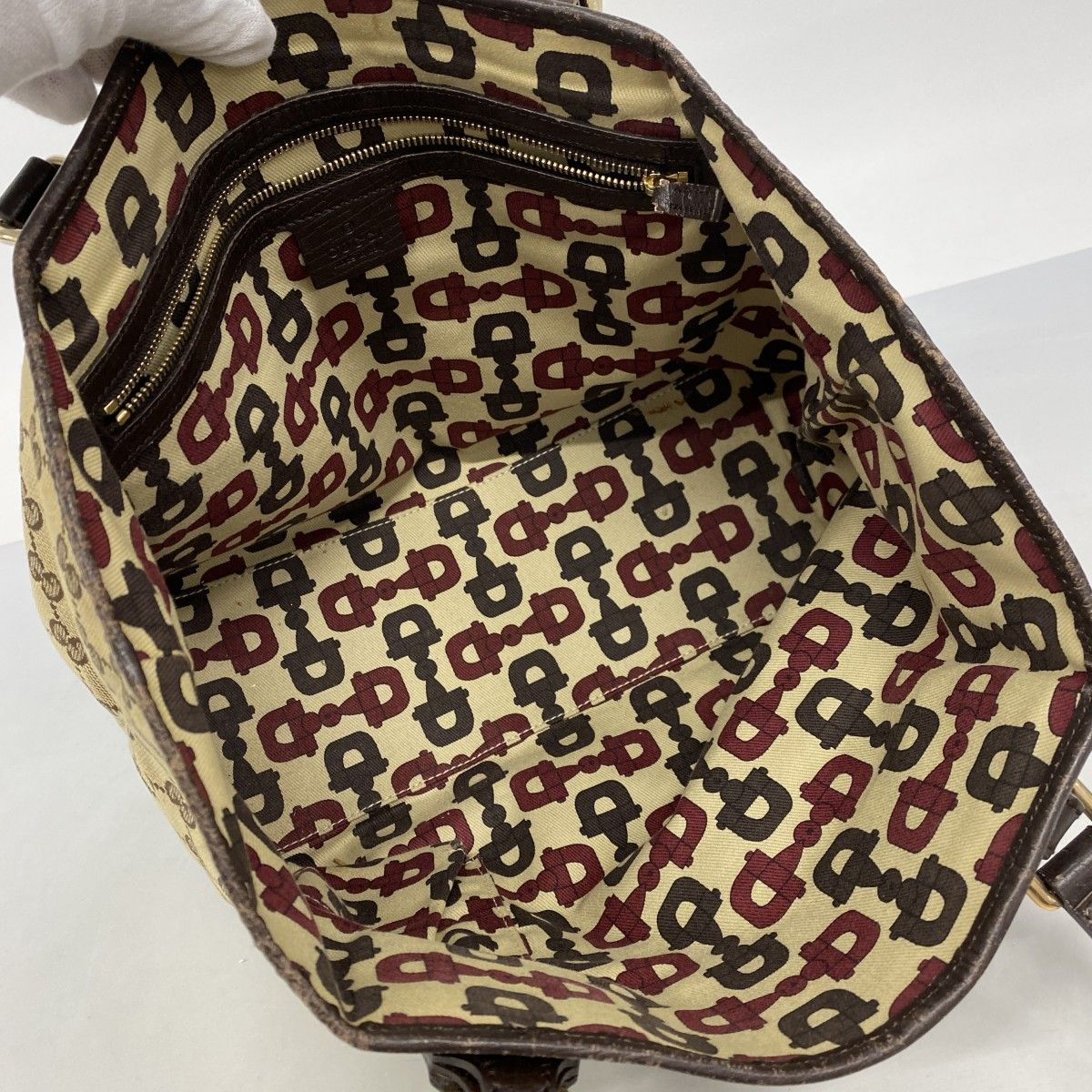 Gucci Tote GG Canvas Sherry Line Brown Champagne Gold — view 4