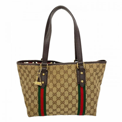 Gucci Tote GG Canvas Sherry Line Brown Champagne Gold