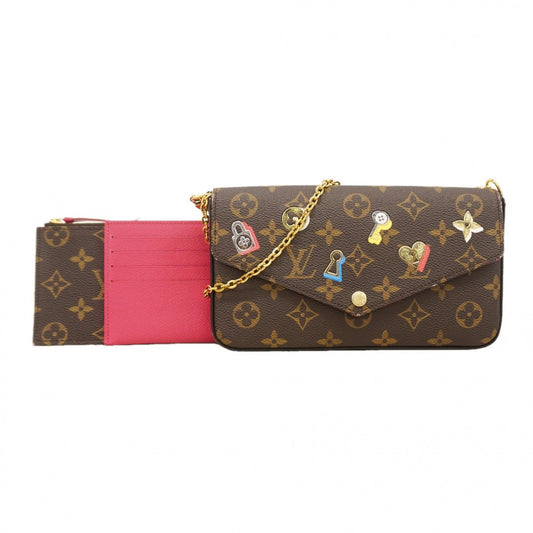 Louis Vuitton Shoulder Wallet Monogram Lovelock Pochette Felicie Brown