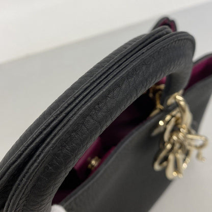 Dior Handbag Diorissimo Leather Black Champagne Gold — view 8
