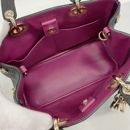 Dior Handbag Diorissimo Leather Black Champagne Gold — view 4