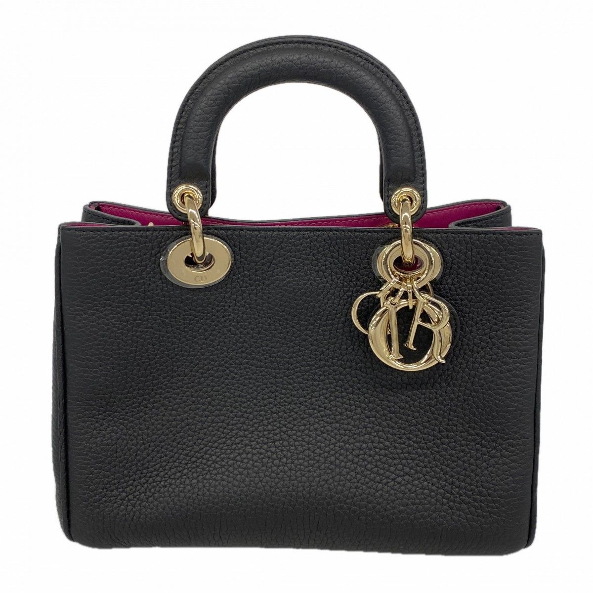 Dior Handbag Diorissimo Leather Black Champagne Gold