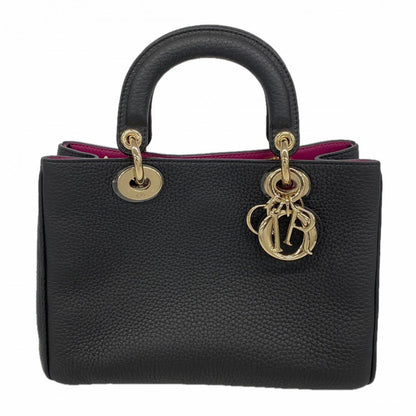 Dior Handbag Diorissimo Leather Black Champagne Gold