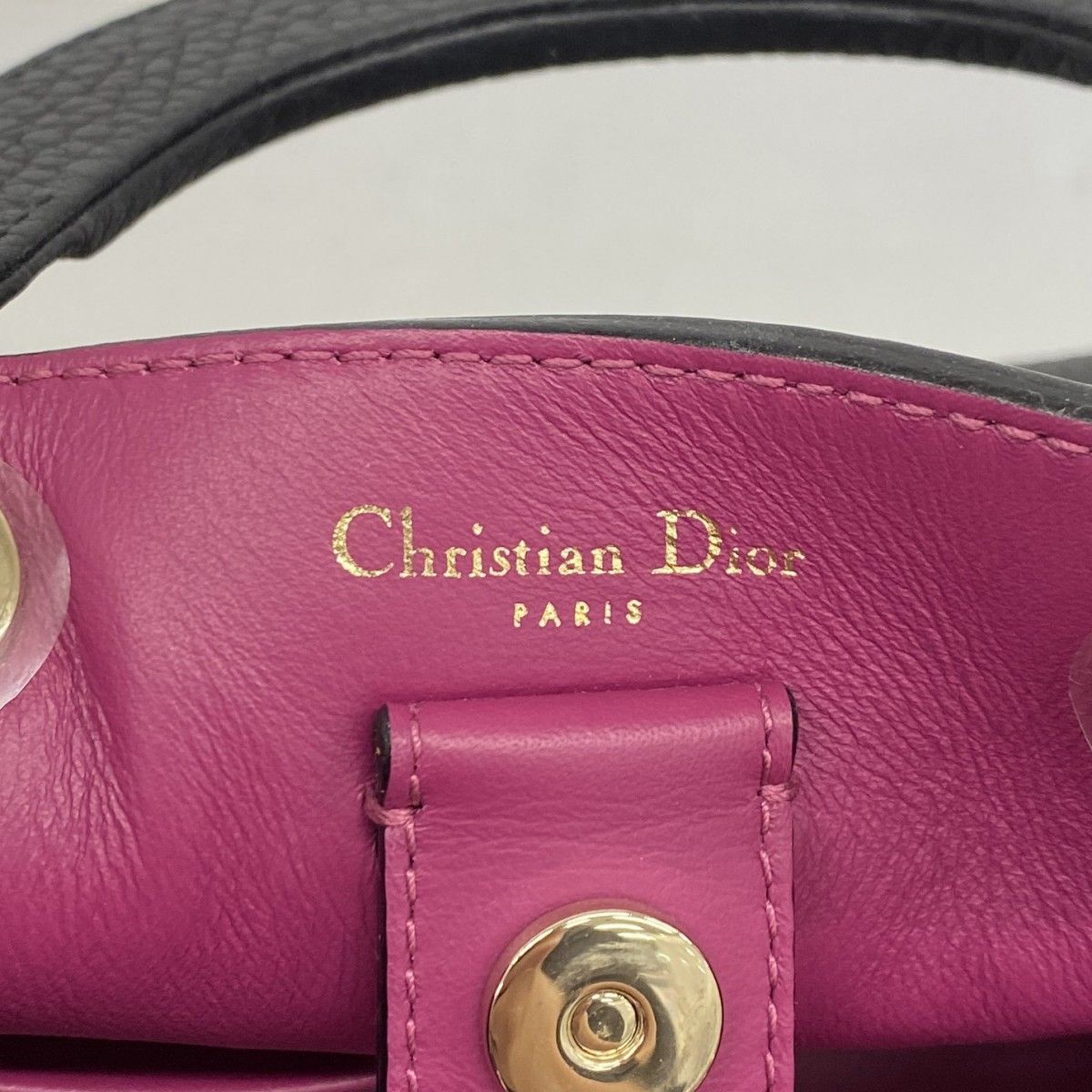 Dior Handbag Diorissimo Leather Black Champagne Gold — view 5