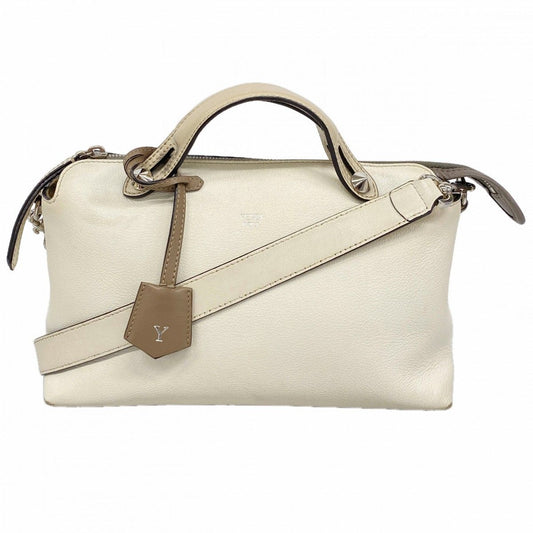 Fendi Handbag by the Way Leather Ivory Silver 2-Way