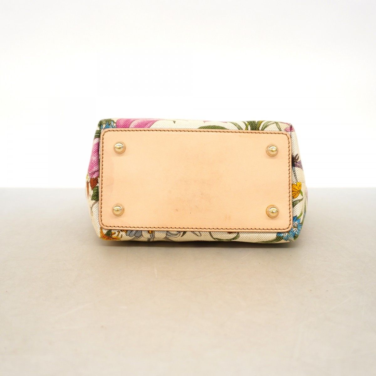 Gucci Handbag GG Blue Mus Bamboo Canvas Multicolor Champagne Gold — view 3