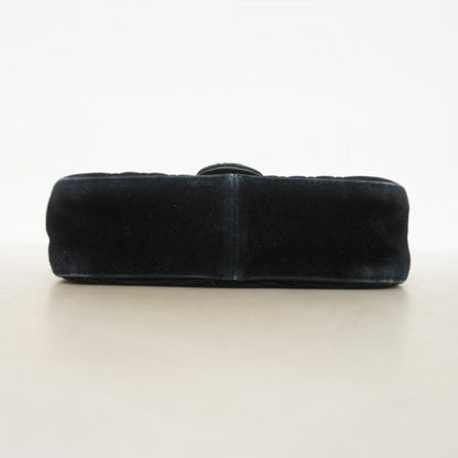 Gucci Shoulder Bag GG Marmont Suede Black Gold — view 3