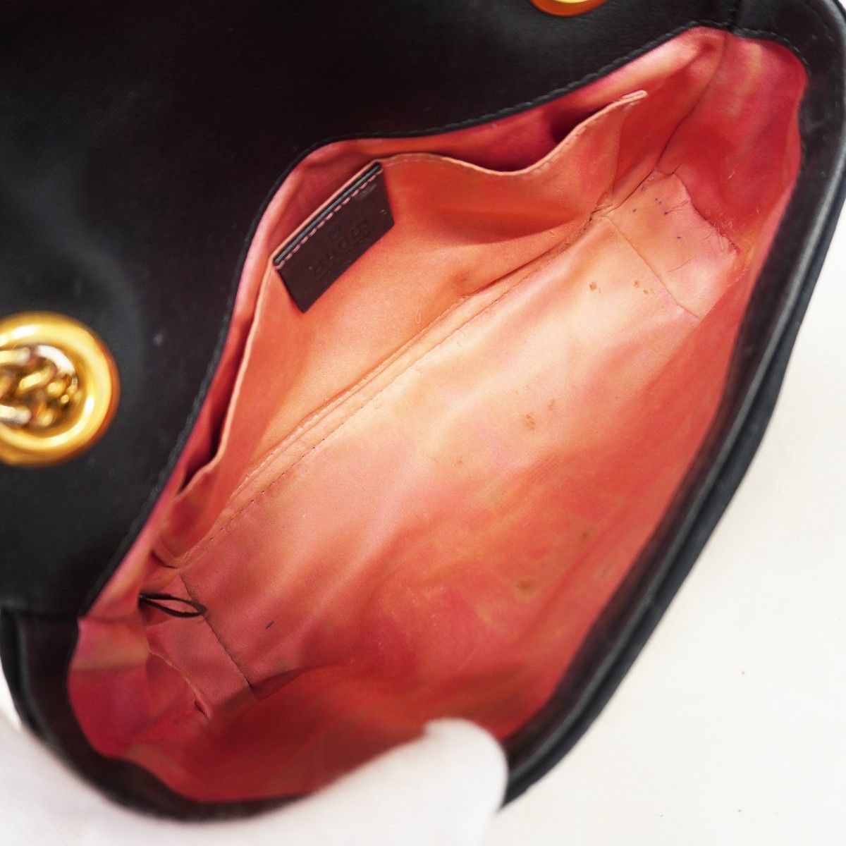 Gucci Shoulder Bag GG Marmont Suede Black Gold — view 4