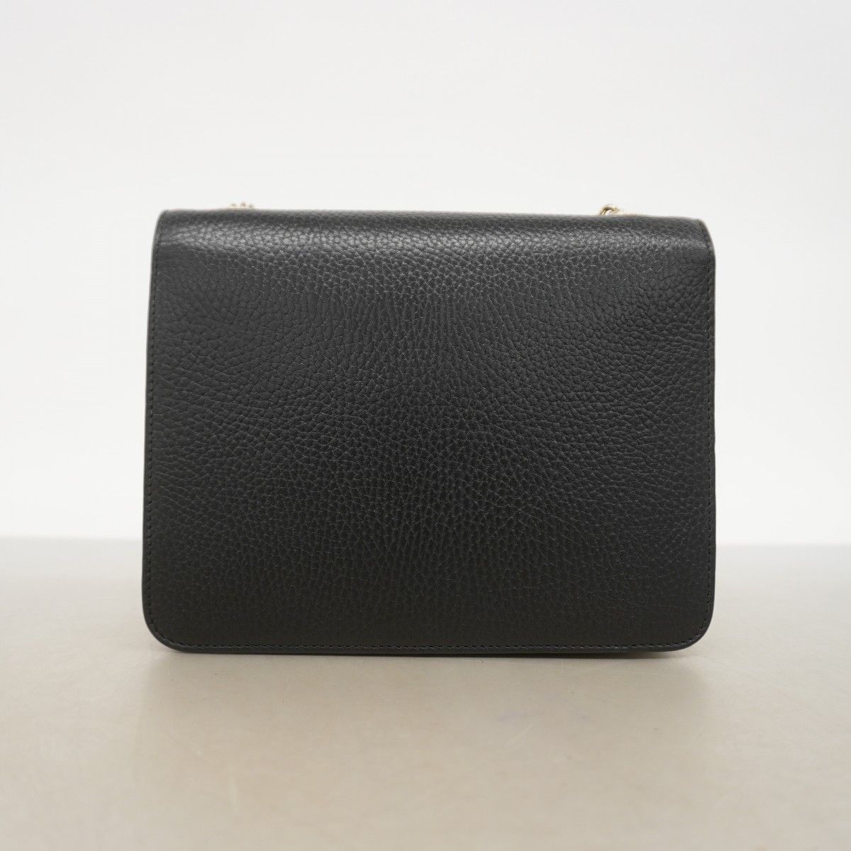 Gucci Shoulder Bag Interlocking Leather Black Champagne Gold — view 8