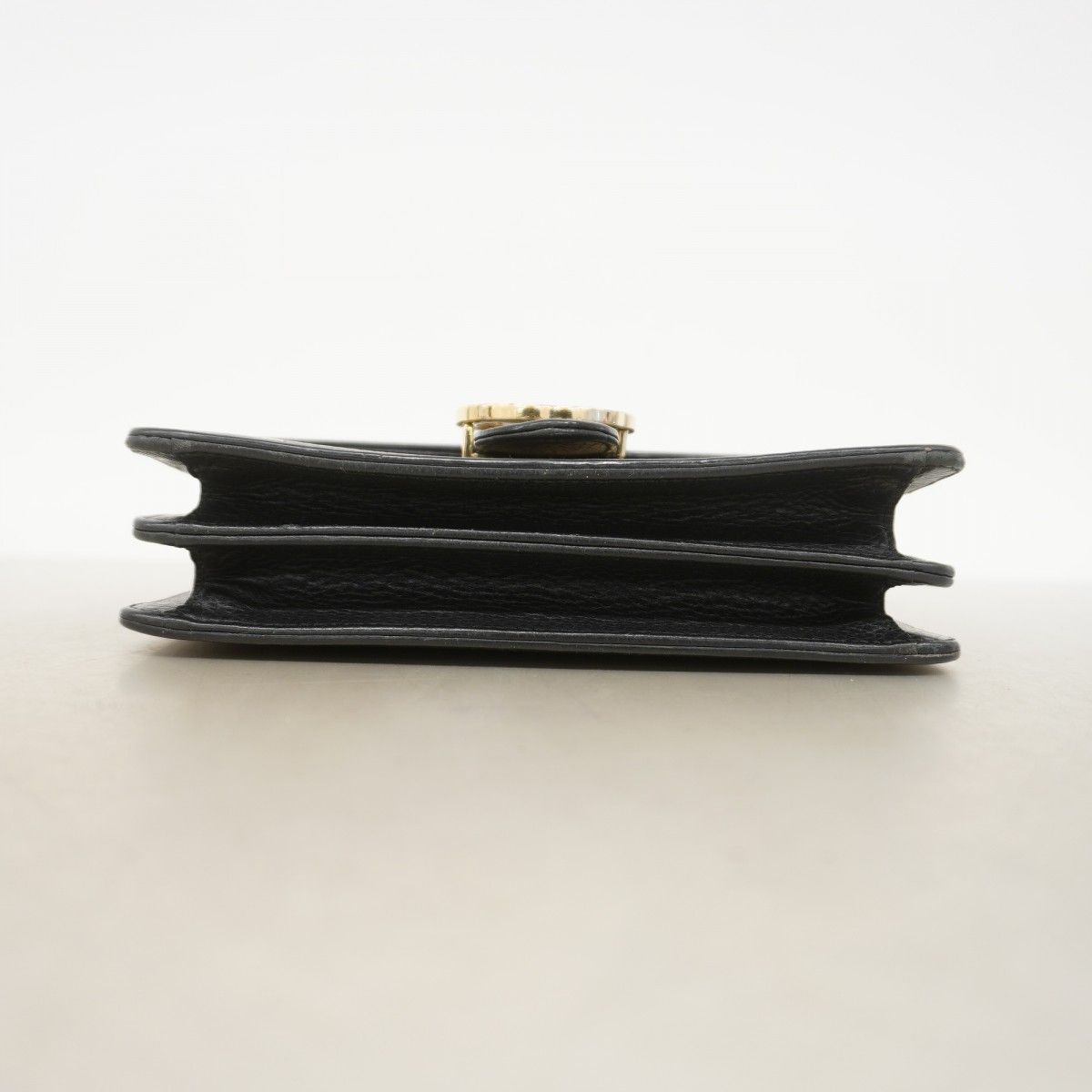 Gucci Shoulder Bag Interlocking Leather Black Champagne Gold — view 3