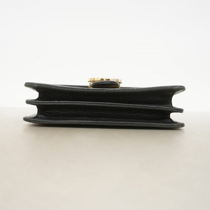 Gucci Shoulder Bag Interlocking Leather Black Champagne Gold — view 3
