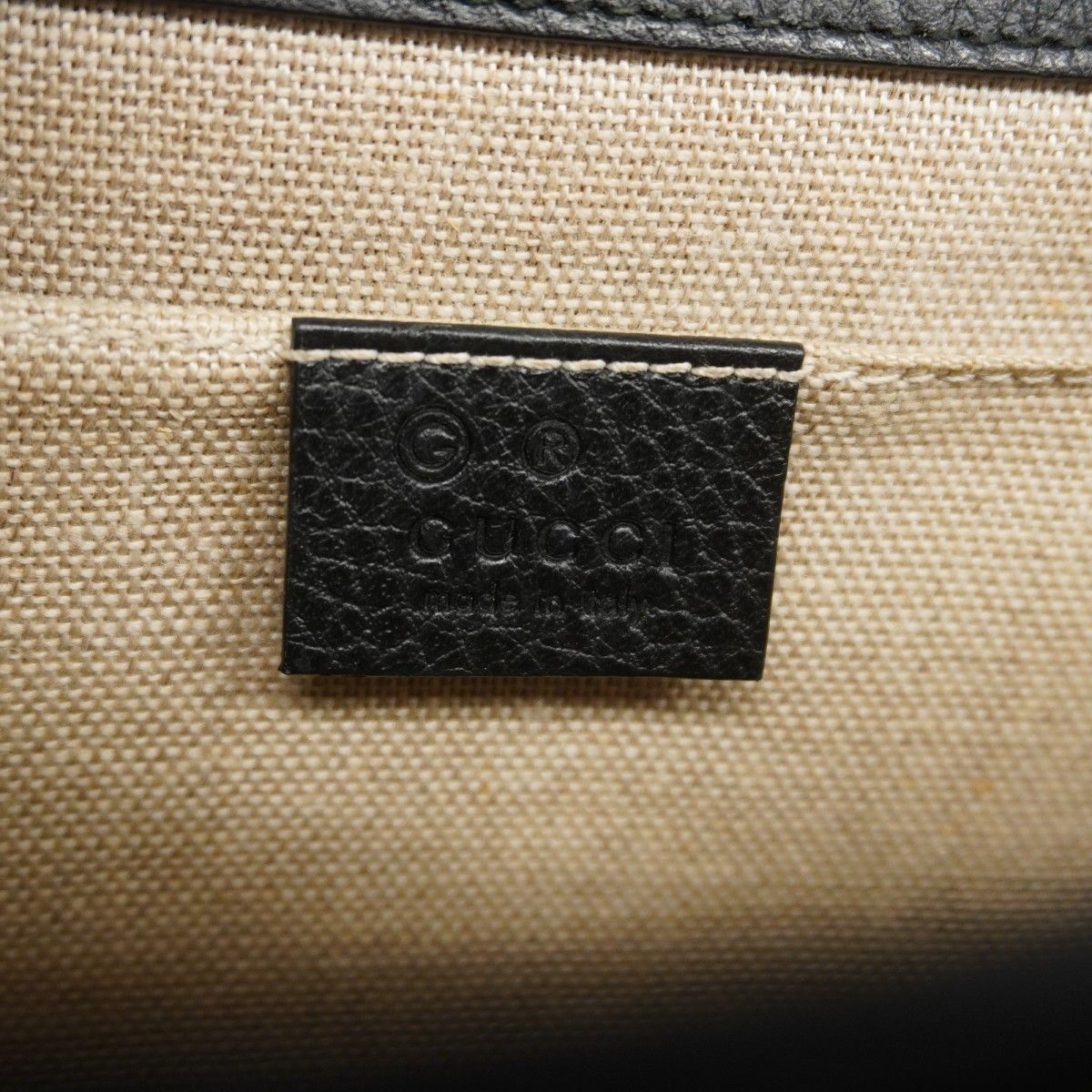 Gucci Shoulder Bag Interlocking Leather Black Champagne Gold — view 5
