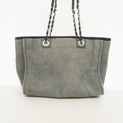 Chanel Chain Tote Deauville Canvas Black Gray Silver — view 9
