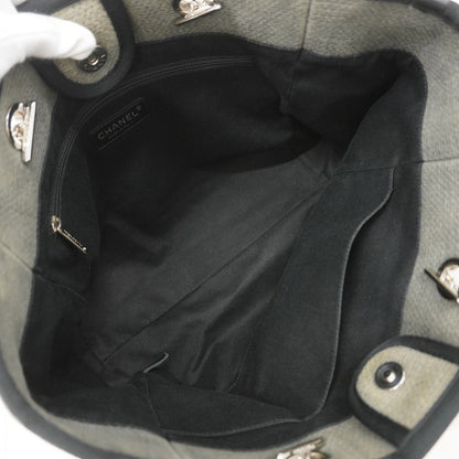 Chanel Chain Tote Deauville Canvas Black Gray Silver — view 4