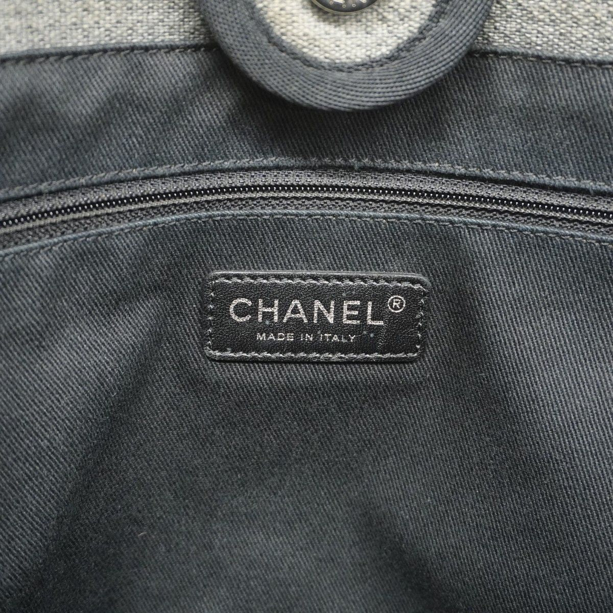 Chanel Chain Tote Deauville Canvas Black Gray Silver — view 5