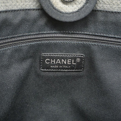 Chanel Chain Tote Deauville Canvas Black Gray Silver — view 5