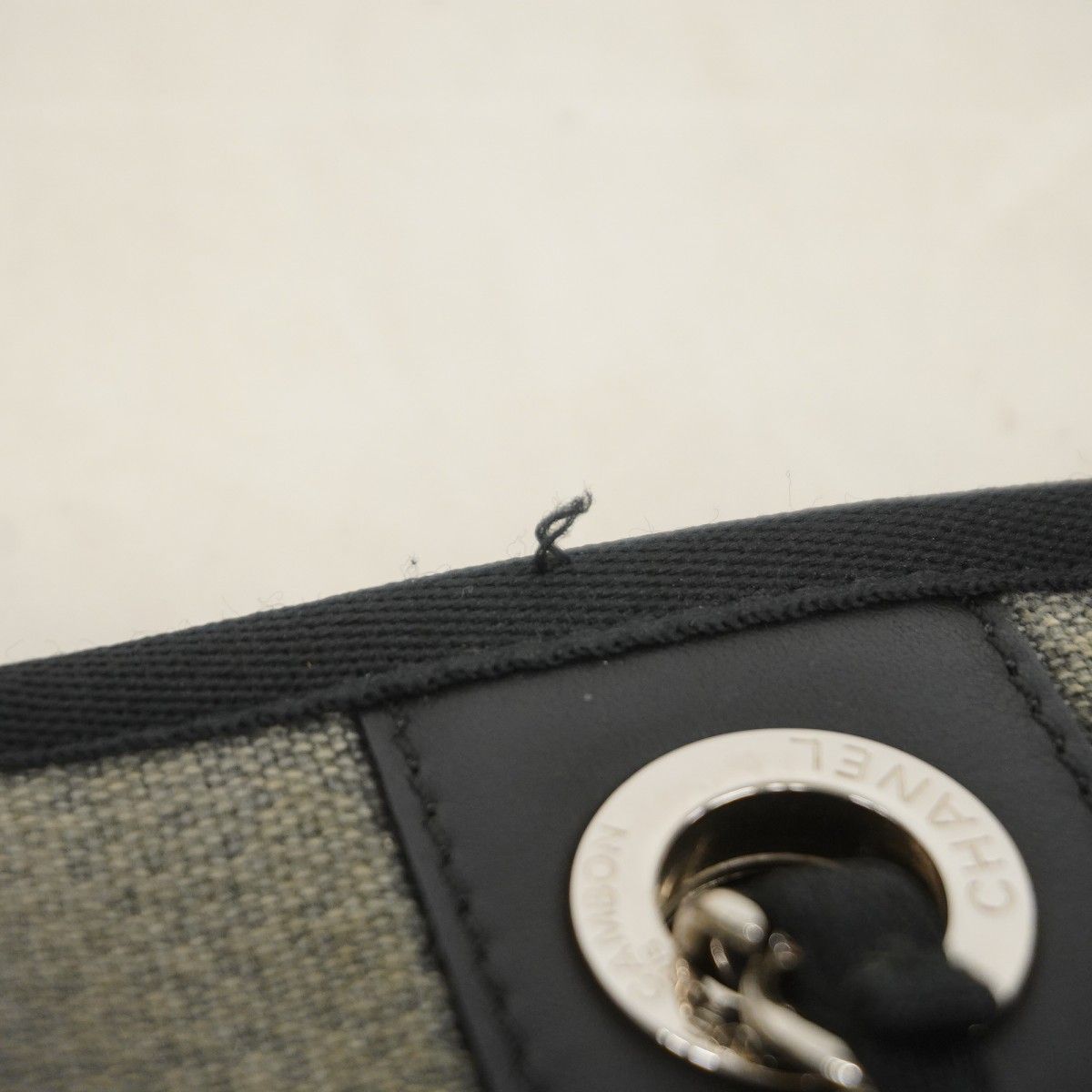 Chanel Chain Tote Deauville Canvas Black Gray Silver — view 6