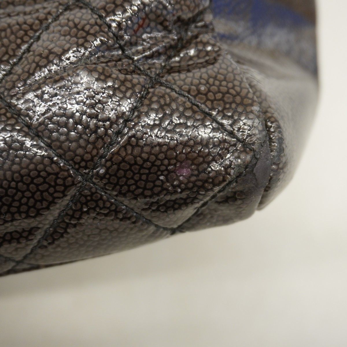 Chanel Chain Tote 2.55 Patent Leather Black Brown Silver — view 9