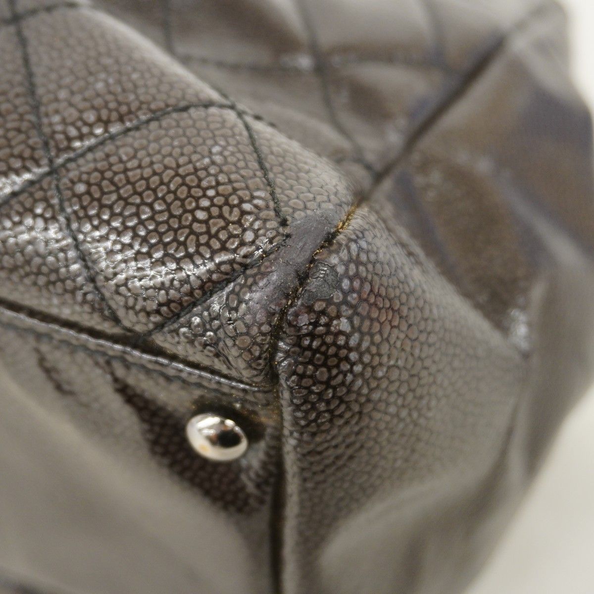 Chanel Chain Tote 2.55 Patent Leather Black Brown Silver — view 6