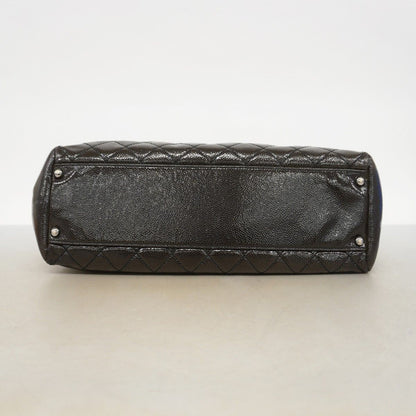 Chanel Chain Tote 2.55 Patent Leather Black Brown Silver — view 3