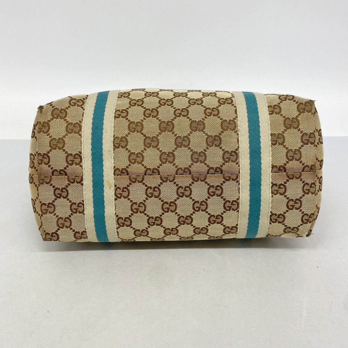 Gucci Tote GG Canvas Beige Blue Champagne Gold — view 3