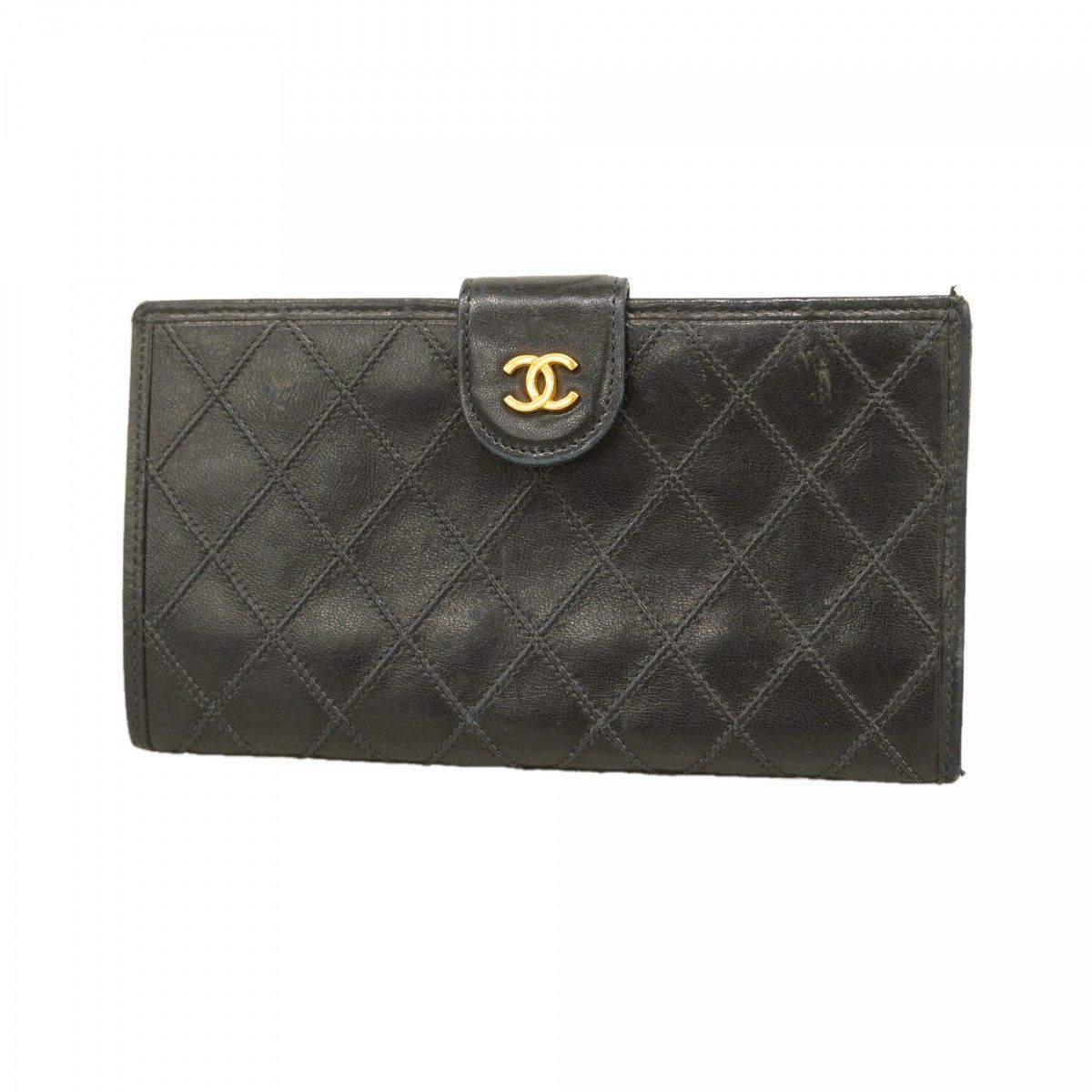 Chanel Wallet Bicolor Lambskin Black Gold