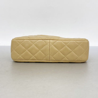Chanel Shoulder Bag Quilted Lambskin Beige Gold — view 3