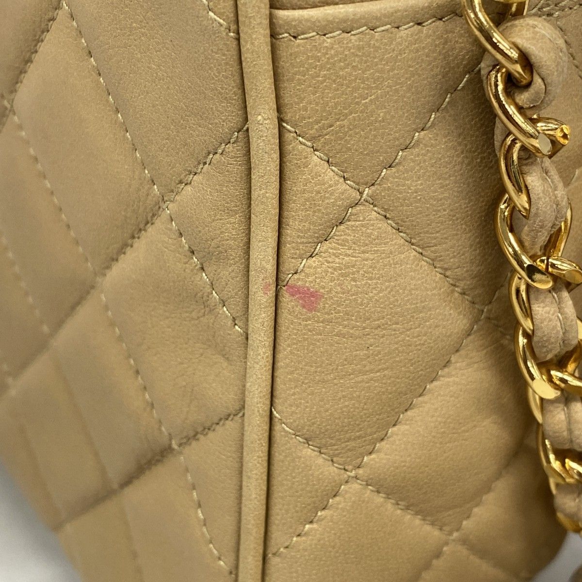 Chanel Shoulder Bag Quilted Lambskin Beige Gold — view 7