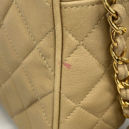 Chanel Shoulder Bag Quilted Lambskin Beige Gold — view 7