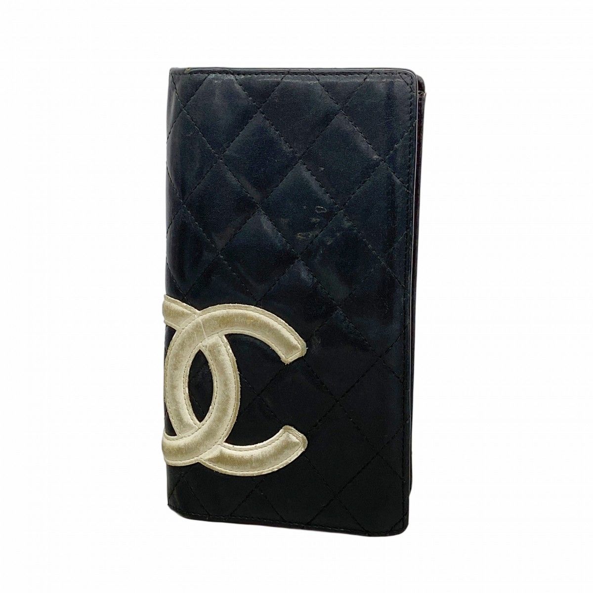 Chanel Wallet Cambon Lambskin Black White Silver