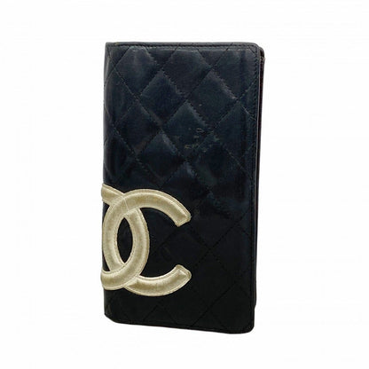 Chanel Wallet Cambon Lambskin Black White Silver