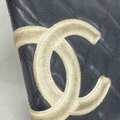 Chanel Wallet Cambon Lambskin Black White Silver — view 8