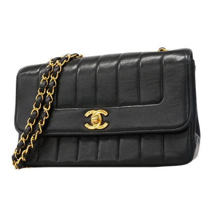 Chanel Shoulder Bag Diana Lambskin Black Gold