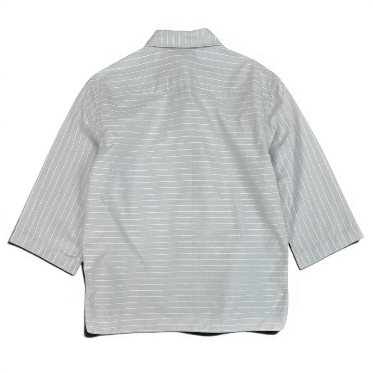 Chanel SS Identification 3/4 Sleeve Shirt Logo Border Pattern Light Gray White — view 3