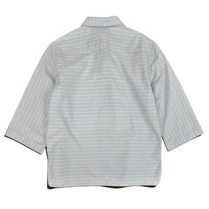 Chanel SS Identification 3/4 Sleeve Shirt Logo Border Pattern Light Gray White — view 3